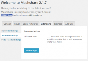 Mashshare admin settings